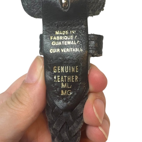 Black Leather Braided Belt - Picture 4 of 7